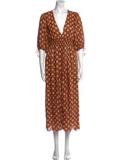 Pre-owned Zimmermann Linen Long Dress In Brown