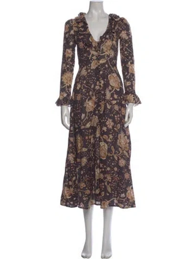 Pre-owned Zimmermann Linen Long Dress In Brown