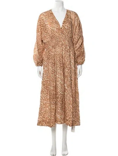 Pre-owned Zimmermann Linen Long Dress In Brown
