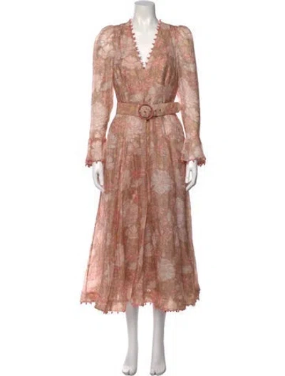 Pre-owned Zimmermann Linen Long Dress In Brown