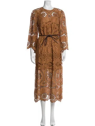Pre-owned Zimmermann Linen Long Dress In Brown