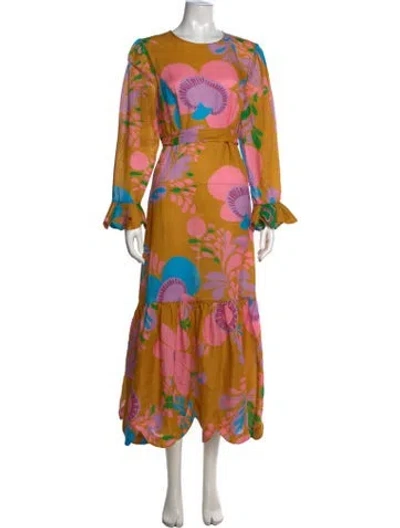 Pre-owned Zimmermann Linen Long Dress In Brown
