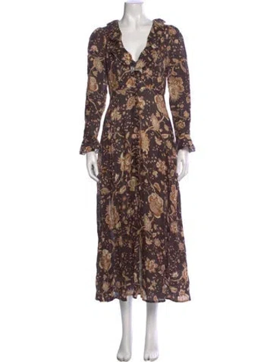 Pre-owned Zimmermann Linen Long Dress In Brown