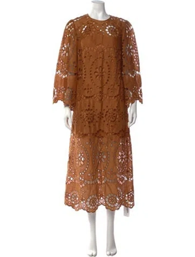 Pre-owned Zimmermann Linen Long Dress In Brown