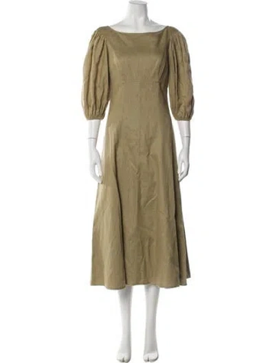 Pre-owned Zimmermann Linen Long Dress In Green