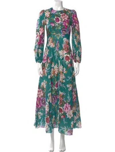Pre-owned Zimmermann Linen Long Dress In Green