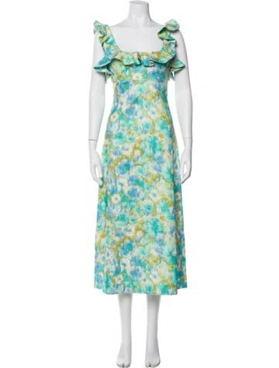 Pre-owned Zimmermann Linen Long Dress In Green