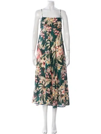 Pre-owned Zimmermann Linen Long Dress In Green