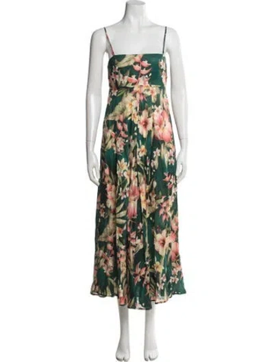 Pre-owned Zimmermann Linen Long Dress In Green