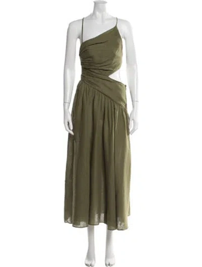 Pre-owned Zimmermann Linen Long Dress In Green