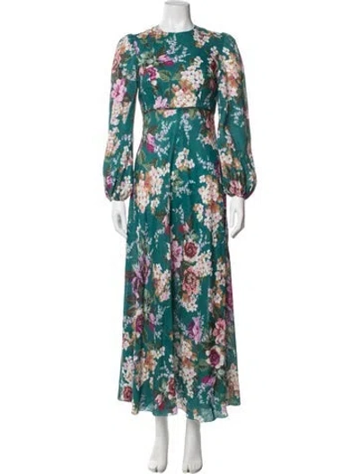 Pre-owned Zimmermann Linen Long Dress In Green