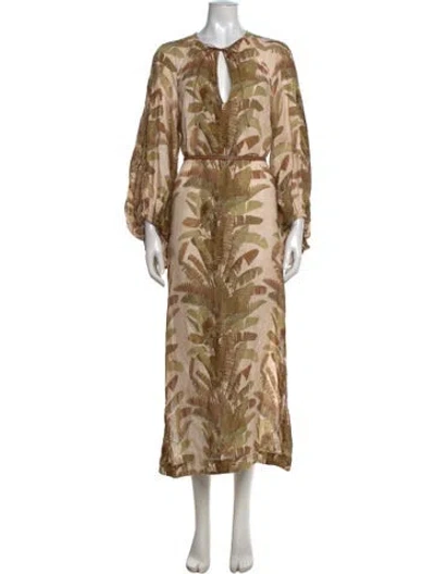 Pre-owned Zimmermann Linen Long Dress In Green