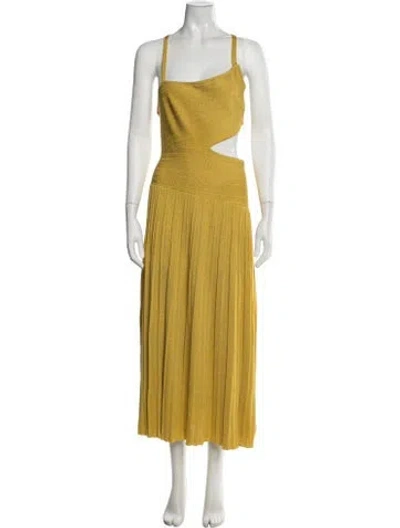 Pre-owned Zimmermann Linen Long Dress In Metallic/yellow