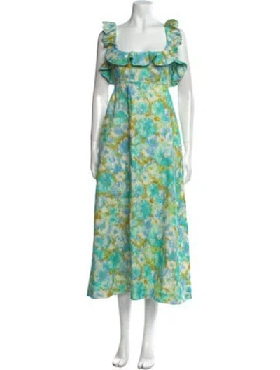 Pre-owned Zimmermann Linen Long Dress In Multi