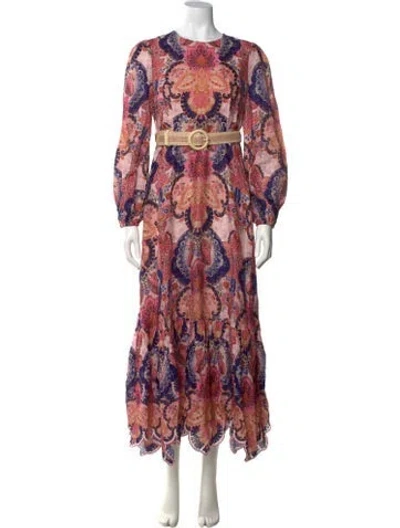 Pre-owned Zimmermann Linen Long Dress In Multi