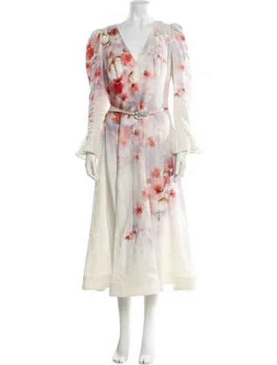 Pre-owned Zimmermann Linen Long Dress In Multi