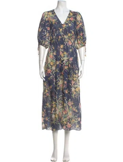 Pre-owned Zimmermann Linen Long Dress In Multi