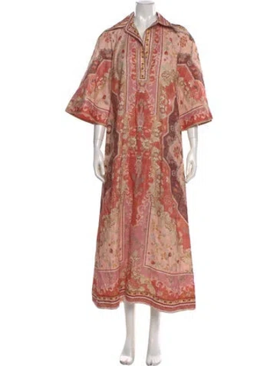 Pre-owned Zimmermann Linen Long Dress In Multi