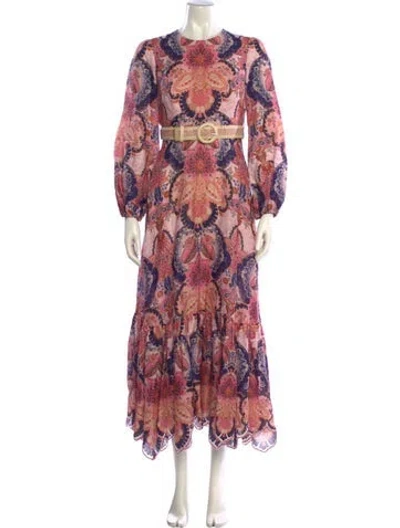 Pre-owned Zimmermann Linen Long Dress In Multi