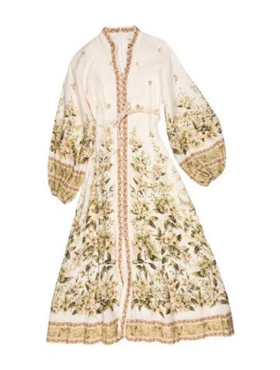 Pre-owned Zimmermann Linen Long Dress In Multi