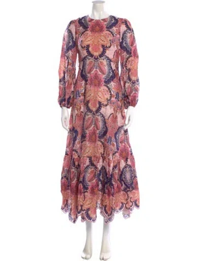 Pre-owned Zimmermann Linen Long Dress In Multi