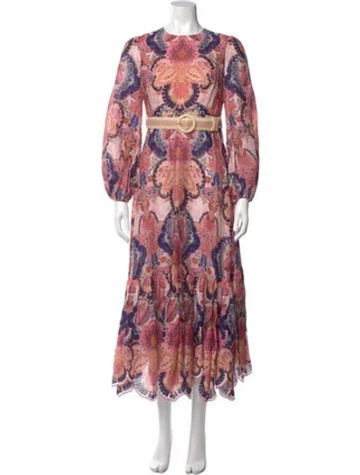 Pre-owned Zimmermann Linen Long Dress In Multi