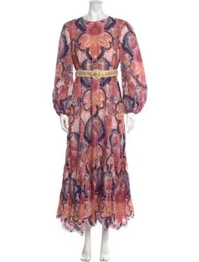 Pre-owned Zimmermann Linen Long Dress In Multi