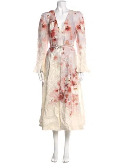 Pre-owned Zimmermann Linen Long Dress In Multi