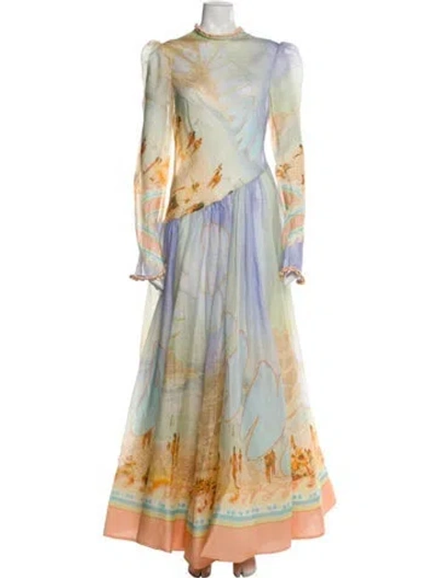 Pre-owned Zimmermann Linen Long Dress In Multi