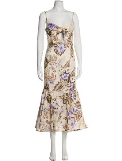 Pre-owned Zimmermann Linen Long Dress In Multi