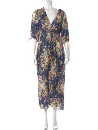 Pre-owned Zimmermann Linen Long Dress In Multi