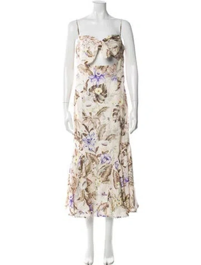 Pre-owned Zimmermann Linen Long Dress In Multi