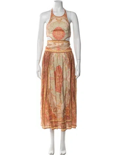 Pre-owned Zimmermann Linen Long Dress In Multi