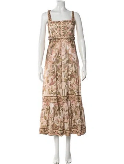 Pre-owned Zimmermann Linen Long Dress In Multi