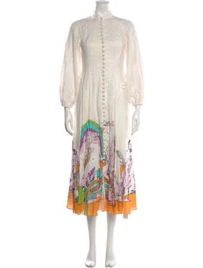 Pre-owned Zimmermann Linen Long Dress In Multi