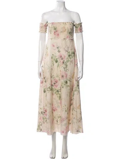 Pre-owned Zimmermann Linen Long Dress In Multi