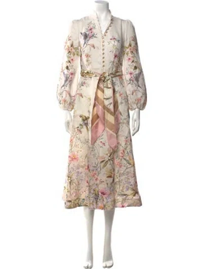 Pre-owned Zimmermann Linen Long Dress In Multi