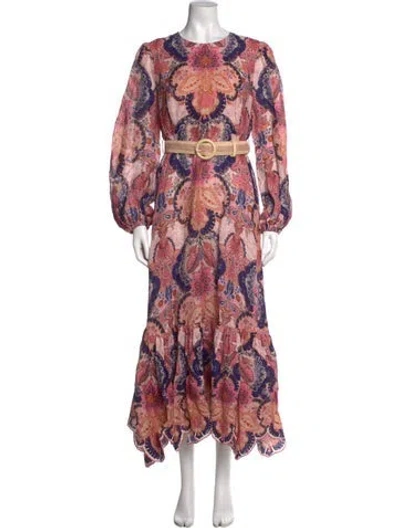 Pre-owned Zimmermann Linen Long Dress In Multi
