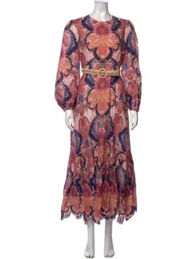 Pre-owned Zimmermann Linen Long Dress In Multi