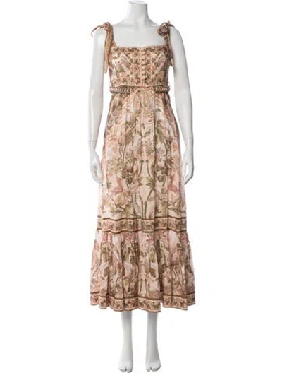 Pre-owned Zimmermann Linen Long Dress In Multi