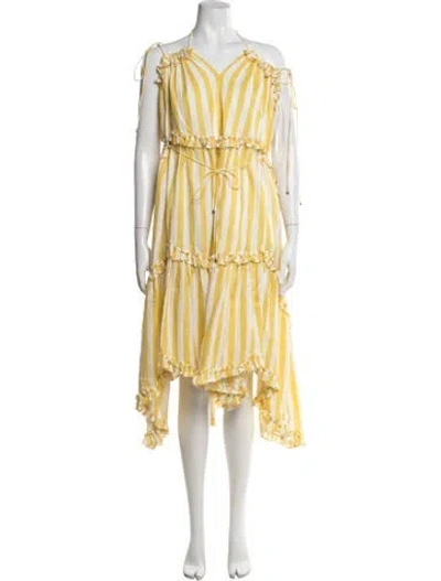 Pre-owned Zimmermann Linen Long Dress In Multi