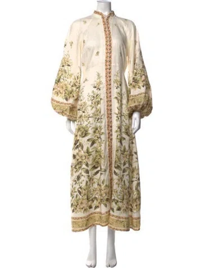 Pre-owned Zimmermann Linen Long Dress In Multi