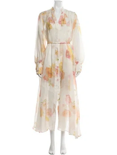 Pre-owned Zimmermann Linen Long Dress In Multicolor
