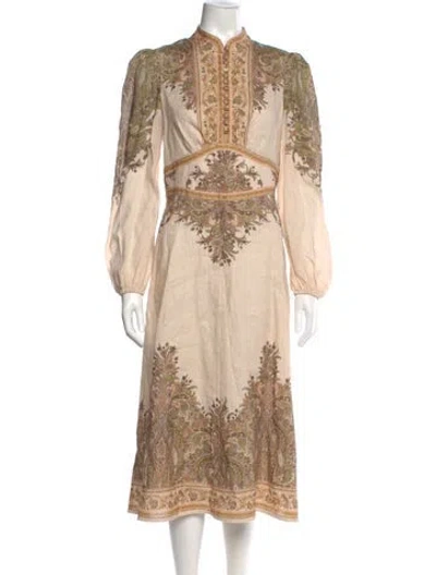 Pre-owned Zimmermann Linen Long Dress In Neutral