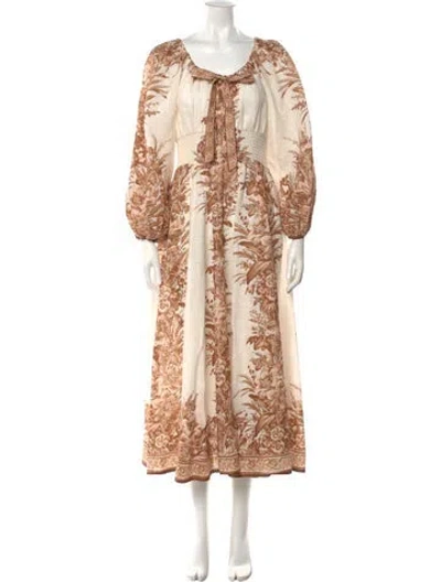 Pre-owned Zimmermann Linen Long Dress In Neutral