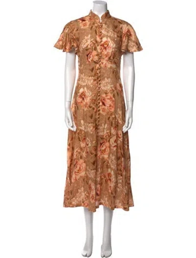 Pre-owned Zimmermann Linen Long Dress In Neutral