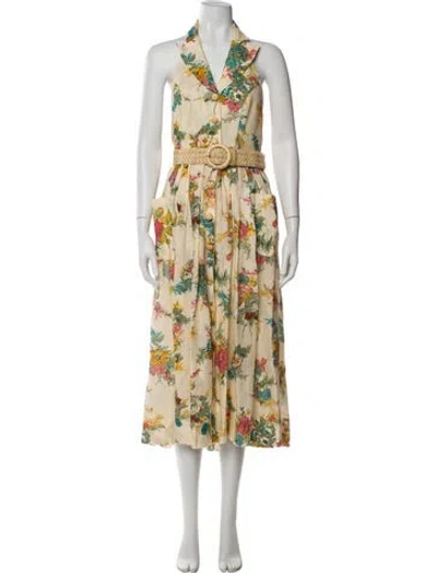 Pre-owned Zimmermann Linen Long Dress In Neutral
