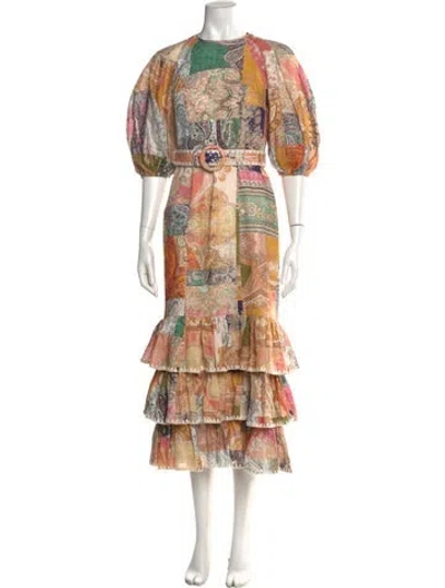 Pre-owned Zimmermann Linen Long Dress In Neutral