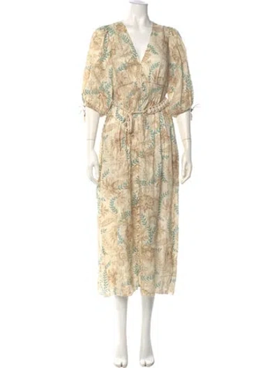 Pre-owned Zimmermann Linen Long Dress In Neutral