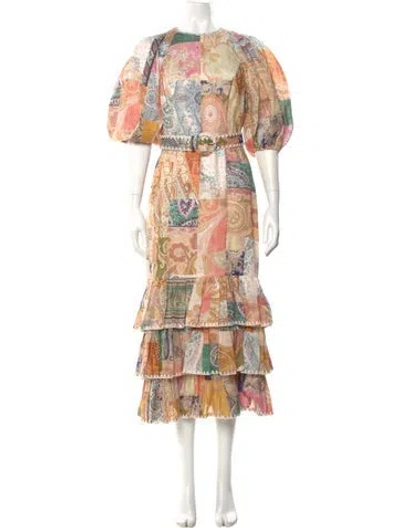 Pre-owned Zimmermann Linen Long Dress In Neutral